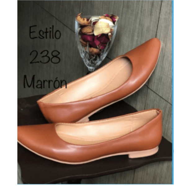 Shoes Style Flat for Lady in Brown Color